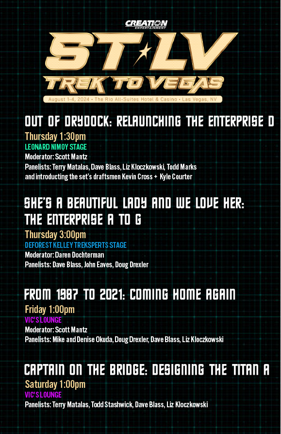 Attention STLV attendees! Stoked to snag a few panels talking about the art of Picard. We're even on the big stage on Thursday at 1:30pm - please help us fill the room!  #STLV <a href="/TerryMatalas/">Terry Matalas</a> <a href="/DaveBlass/">Dave Blass</a>  @ToddStashwick  <a href="/MikeOkuda/">Michael Okuda</a>  <a href="/ToddVideo/">Todd A. Marks</a>