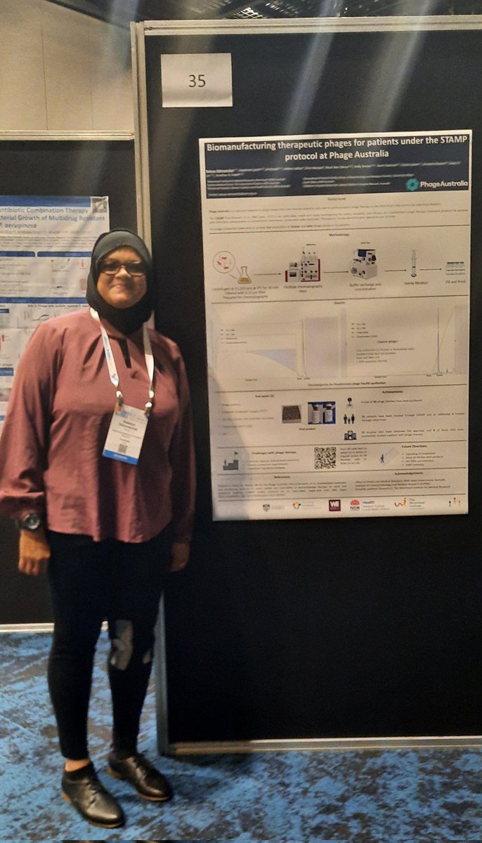 Dr. Rabeya Rahmatullah 🐟🦠🧫🧬👩🔬🇧🇩🇦🇺 (@rabeya_r_ullah) on Twitter photo Showcasing our work on phage manufacturing today at <a href="/VoM_2024/">Viruses of Microbes 2024</a>. Poster #35. Come have a look :) Showcasing our work on phage manufacturing today at <a href="/VoM_2024/">Viruses of Microbes 2024</a>. Poster #35. Come have a look :)