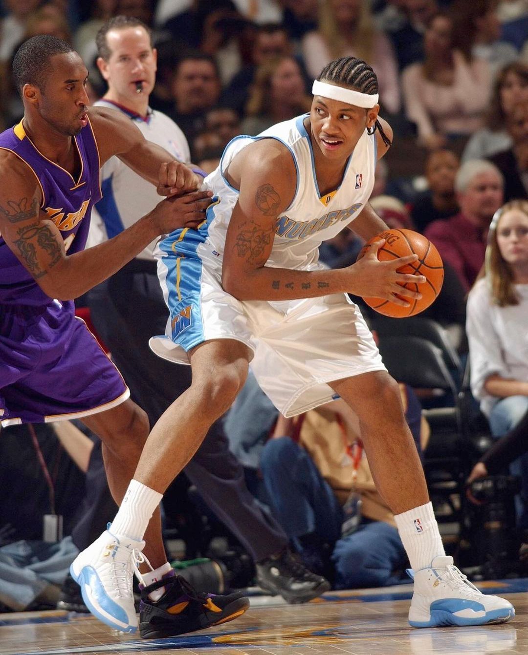 Sneaker News on X Carmelo Anthony in his Air Jordan 12 Nuggets PE 2003 https t zV5sBj1KtL X