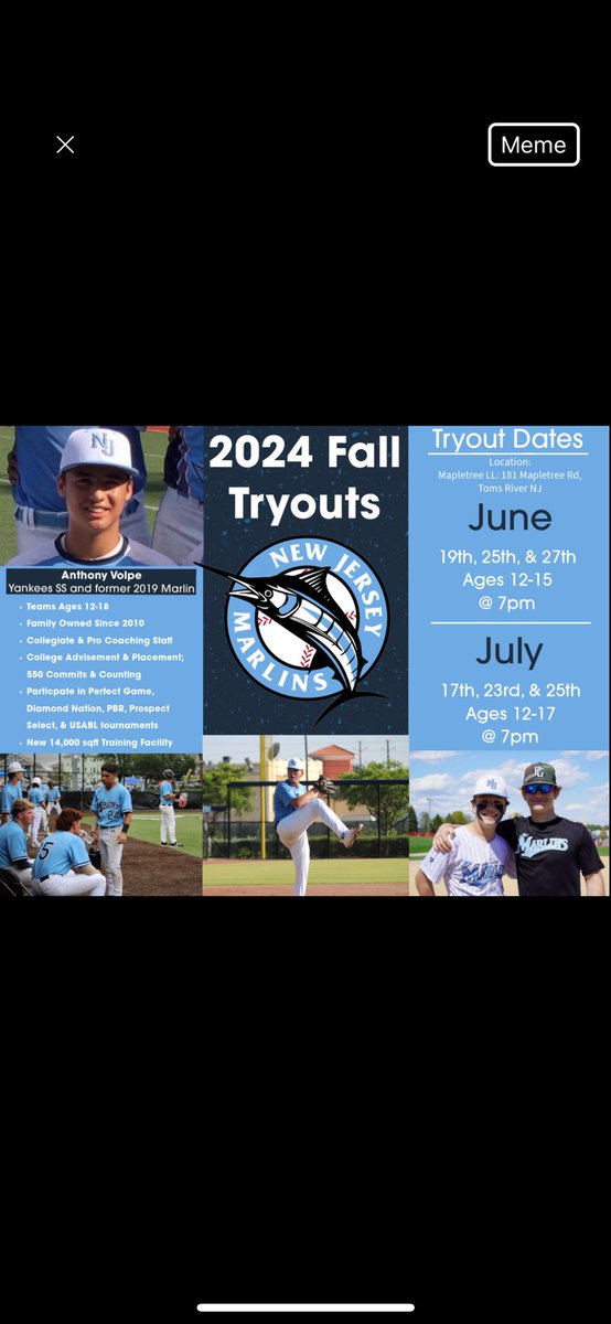 JasonHague16's tweet photo. Extremely competitive and unmatched exposure!!! Will has been seen by over 200 coaches with his NJ Marlins 17U National team schedule this summer. Ask yourself if your kid is getting the same exposure! Several of Will’s teammates have recently committed. @NjMarlins https://t.co/q1VsQWn5KE