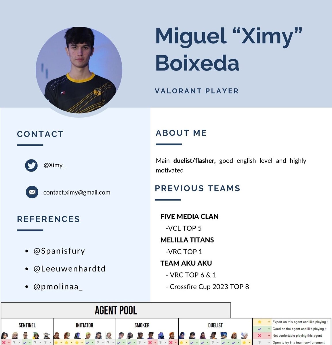 Ximy_'s tweet image. ‼️ LFT FA ‼️

After finishing my journey with @FIVEMediaClan im exploring my options.

-Mainly looking for VCL  
-Duelist/Flasher  
-Full time  
-Hardworker
-Can speak 🇪🇸/🇬🇧

♻️&amp;amp; ❤️ are appreciated

MD for more info📩