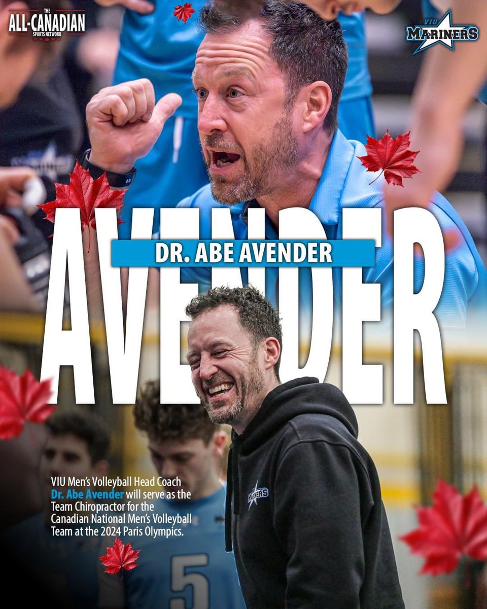 AllCdnSportsNet's tweet photo. Olympics bound.

VIU Men’s Volleyball Head Coach Dr. Abe Avender will serve as the Team Chiropractor for the Canadian National Men’s Volleyball Team at the 2024 Paris Olympic Games!

🔗: https://t.co/EZFzF7Kqti

#AllCanadian | #SpreadTheWord

📸: Mary Kessenich / Matt Carter https://t.co/vxoJ8iBemu