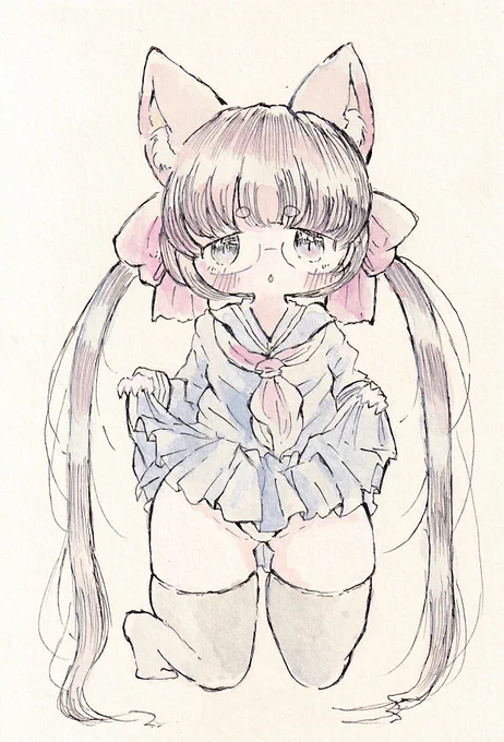 悪い子にしていいよ。#イラスト #女の子イラスト #ケモミミ #セーラー服 