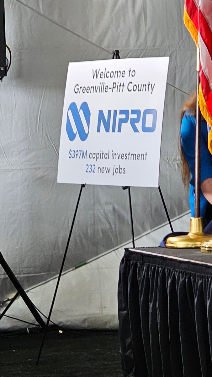 Another awesome announcement of a business coming to Eastern NC. NIPRO will be bringing 232 new jobs and $397M in capital investment to <a href="/GreenvilleNC/">City of Greenville, NC - Government</a>  <a href="/PittCountyNC/">Pitt County, NC</a>. @GreenvilleENCA #LetGetToWork