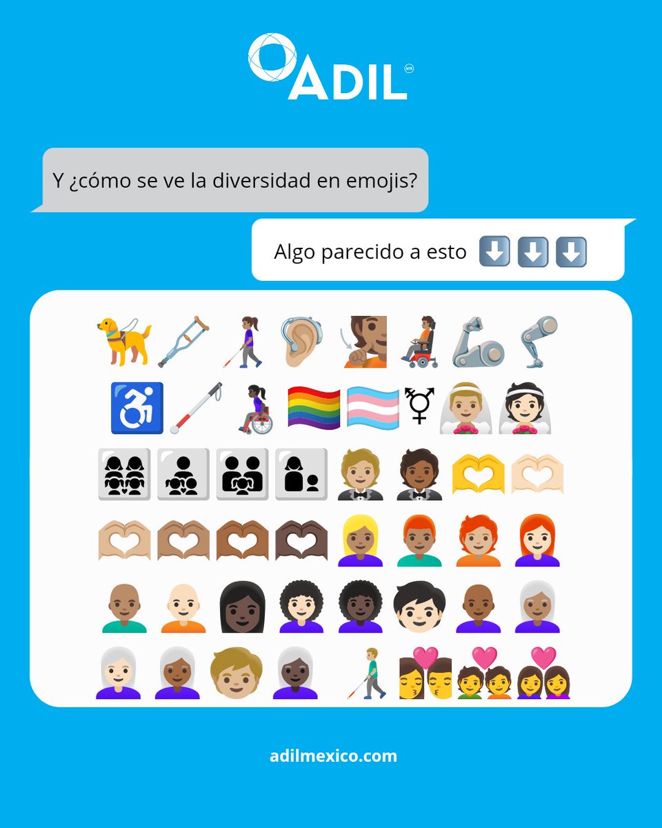 ADILdiversidad's tweet photo. La #diversidad tiene muchos lugares donde mostrarse | Los emojis no escapan de ello
Han pasado a ser un esencial de las comunicaciones y desde hace poco dan cabida a la #diversidad y la #inclusión.
¿Qué emoji nos faltó? ¿Cuál agregarías?
#DiaDelEmoji #EmojiDay #WorldEmojiDay https://t.co/VpxUJRG23y