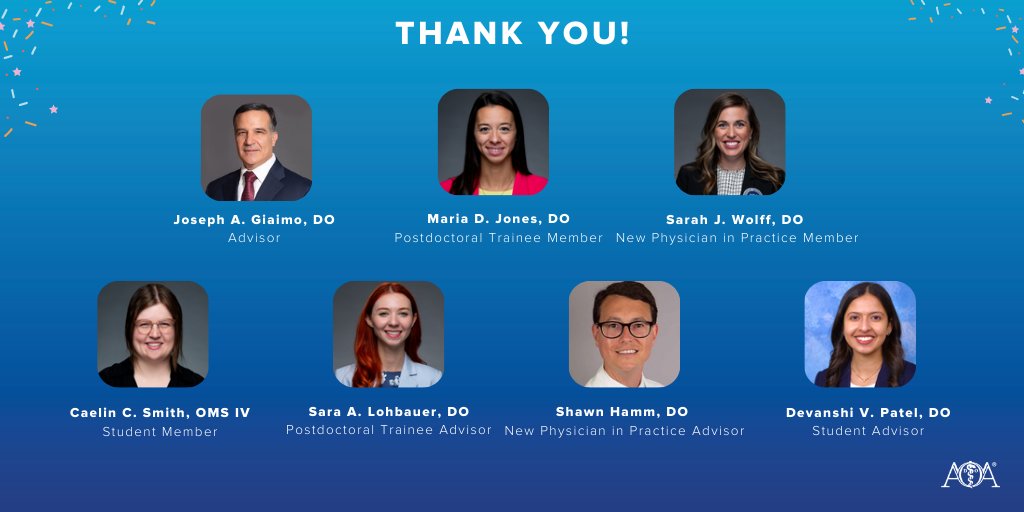 AOAforDOs's tweet photo. Thank you to the outgoing Advisors and Members of the AOA Board of Trustees. We appreciate your dedication to the AOA and the osteopathic profession.

#DOProud https://t.co/C9HTjUZJa2