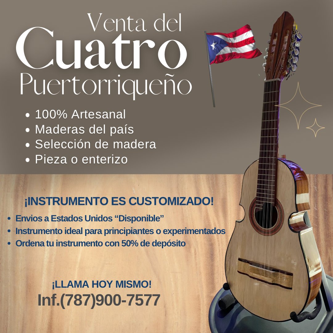 SchoolMusician's tweet photo. ✨Descubre la magia de la música con nuestro Cuatro Puertorriqueño customizado! Creado con pasión y destreza por un artesano puertorriqueño, cada detalle de este instrumento es una obra de arte única.

¡Déjate conquistar por su encanto y su melodía inigualable! https://t.co/qSWxs8dcHj