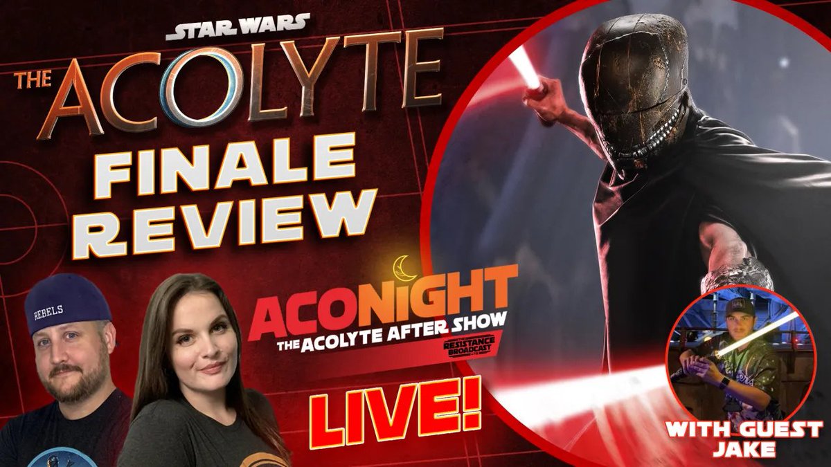 TRBpodcasts's tweet photo. We are LIVE!!!! Click the link below and join us as we discuss #TheAcolyte Finale with our guest @quigonnjake!

Darth Plagueis the Wise?! Will there be a season 2? Or will the story continue elsewhere? Elusive. 

It's #AcoNight👇
https://t.co/uUPlNlwUyP https://t.co/u1xuxwahc9