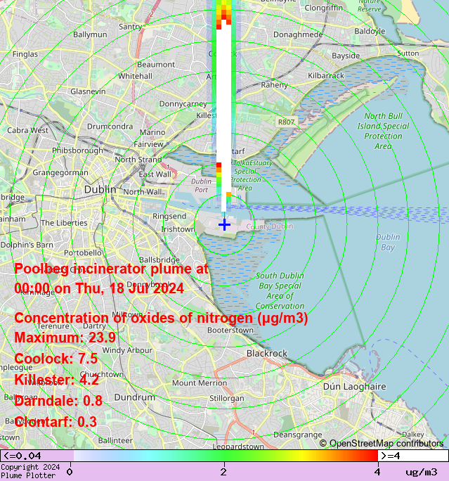 plumeplotter's tweet image. Latest Poolbeg incinerator plume plot, 00:00 18/07/24 #Coolock #Killester #Darndale plumeplotter.com/poolbeg/