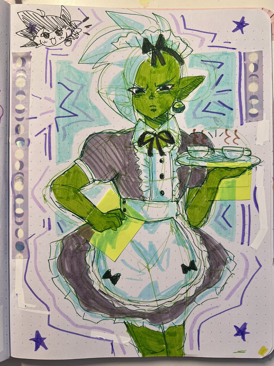 i dreamt last night of zamasu in a maid outfit HELPME 🚶🏽‍♀️
anyways happy zamasu day to this green goblin