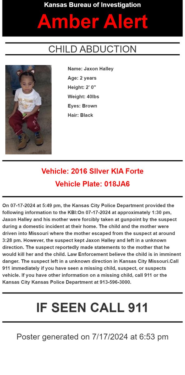 Kansas AMBER Alert (@ksamberalert) on Twitter photo 