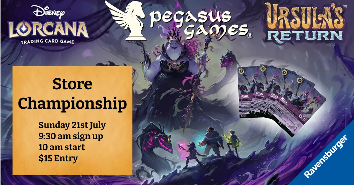 Our Ursala's Return Store Championship for #Lorcana is this Sunday! early signups are now available and can be done in person or over the phone.

$15 entry fee to reserve your spot. Each entry adds 2 prize packs to the pool.
good luck to all participants #Madison #wisconsin