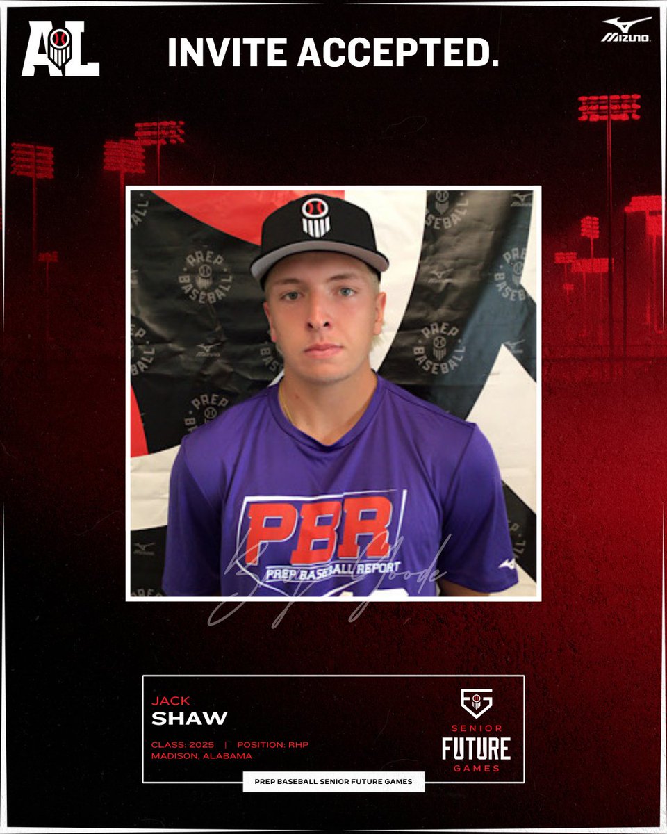 #𝐏𝐁𝐒𝐅𝐆𝟐𝟒 𝐈𝐧𝐯𝐢𝐭𝐞 𝐀𝐜𝐜𝐞𝐩𝐭𝐞𝐝 👏

+ RHP Jack Shaw (<a href="/BJHSBaseball/">Bob Jones Baseball</a>, 2025) has accepted his invite to represent #TeamAlabama at the 𝐒𝐞𝐧𝐢𝐨𝐫 𝐅𝐮𝐭𝐮𝐫𝐞 𝐆𝐚𝐦𝐞𝐬 at LakePoint Sports in Emerson, GA.

🔗: loom.ly/vYFzxD0 || @JackShaw2443