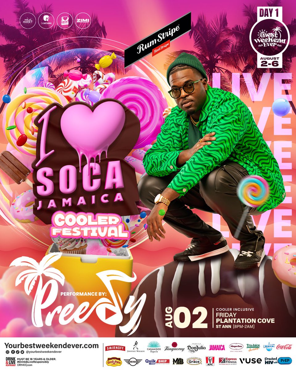Whole day we beating road🔥🎶 

@ilovesocajamaica welcomes  <a href="/ilandboy_Preedy/">ilandboy Preedy</a> 🇹🇹🔥

𝗶 𝗟𝗼𝘃𝗲 𝗦𝗼𝗰𝗮 𝗝𝗮𝗺𝗮𝗶𝗰𝗮
𝗖𝗼𝗼𝗹𝗲𝗿 𝗙𝗲𝘀𝘁𝗶𝘃𝗮𝗹
𝗙𝗿𝗶𝗱𝗮𝘆, 𝗔𝘂𝗴𝘂𝘀𝘁 𝟮,𝟮𝟬𝟮𝟰
𝗣𝗹𝗮𝗻𝘁𝗮𝘁𝗶𝗼𝗻 𝗖𝗼𝘃𝗲, 𝗦𝘁. 𝗔𝗻𝗻 🇯🇲
𝟴𝗣𝗠- 𝟮𝗔𝗠

Tix: ticketgateway.com/ilovesocabwe24