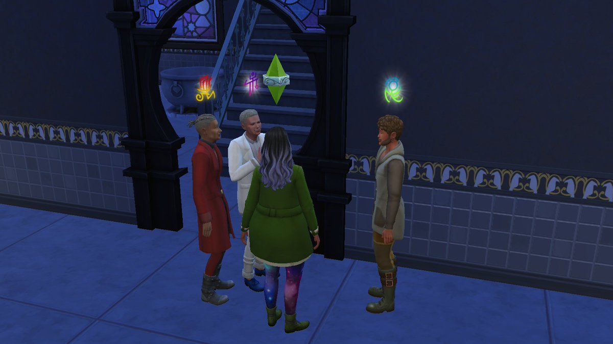 cowberryjam's tweet photo. Sometimes you literally just have to camp out in the magic realm.  Also how lucky is my sim to have all the sages in one spot? Also also, look how cute her magic room is coming along. #thesims4 #sims4realmofmagic https://t.co/BztAWvSwhZ