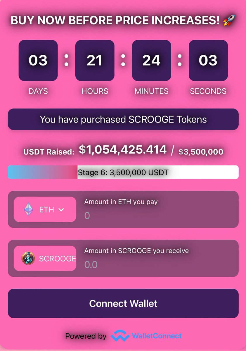 TokenScrooge's tweet photo. The Smart Investors Are Diving In To The $crooge #Presale💰

Now Surpassing the $1,000,000 Milestone!! 🚀🥳🥂 

Congratulations to #Scrooge #Crypto #memecoin #investors 

Get #ScroogeToken on #Ethereum #BNB &amp; #Polygon 
Get 100% Paid Daily here 🌐 https://t.co/tBWzlCD6Cn https://t.co/Bw55UZ8Hkn