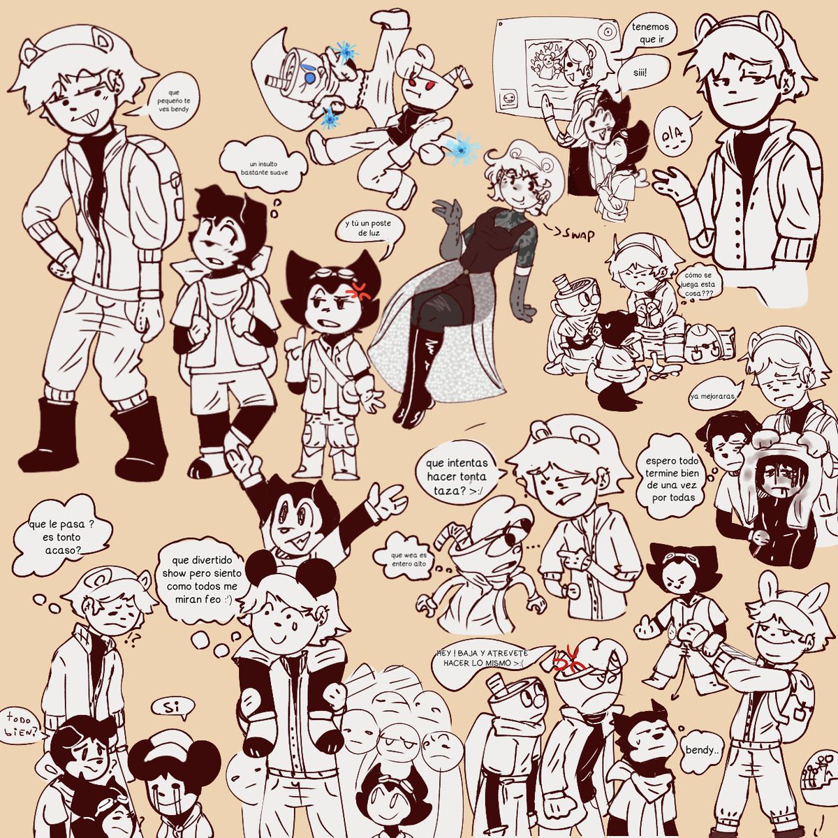PopKyu_pp's tweet photo. So Yea Come with me to the great adventures of the search for the ink machine with bendy and his friends (all gay)
#TQFTIM #bendy #cuphead #mugman #boris #mickymouse #TheQuestForTheInkMachine https://t.co/8TYpEybt9I