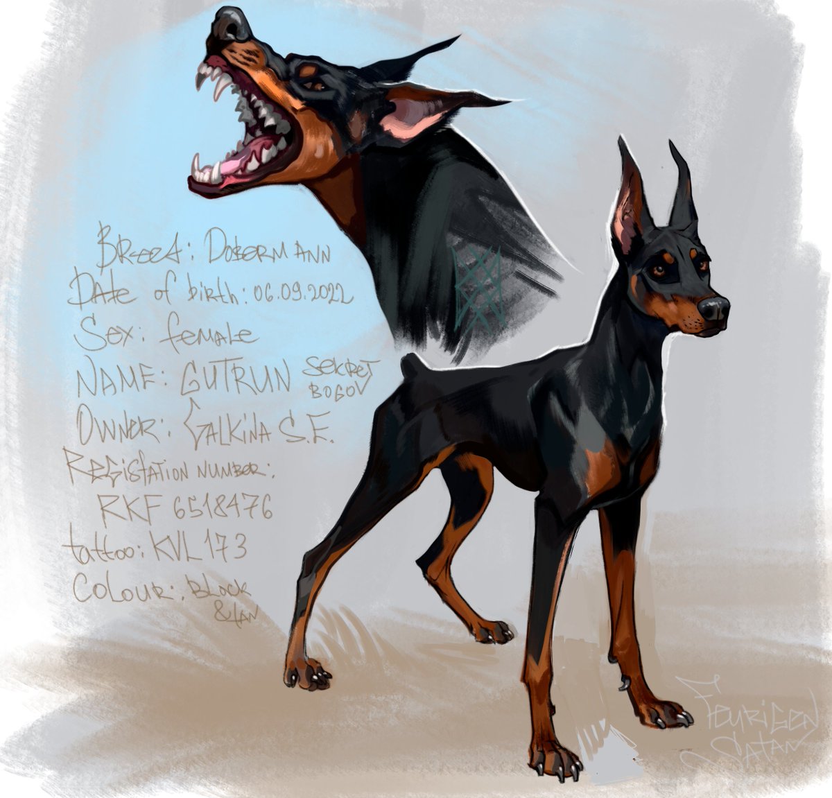 An order for a Doberman was received, sketch execution. ready to accept a sea of ​​such commissions!