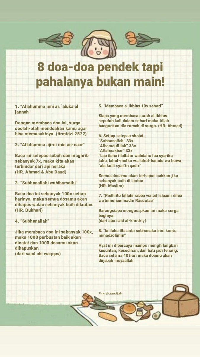 DiaraFathiya's tweet image. 8 doa pendek tapi pahalanya bukan main✨