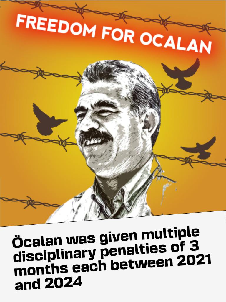 HevalZenar's tweet photo. Öcalan, 75, has been subjected to cruel torture under the guise of solitary confinement for 26 years. #FreedomForÖcalan #FreeKurdistan♥️☀️💚✌🏻 #TurkeyOccupier #Bakûr #Rojava #Bashûr #Rohjilat #FreeKurdistanFromTurkey #FreedomForOcalanNow #FreeSelahattinDemirtas #Kurdish https://t.co/ExeK1VYm14