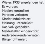 Gott sei Dank lernen die Leute aus der Geschichte und so etwas kann NIE mehr vorkommen. Alleine schon deshalb, weil wir nun viel, viel mehr gebildete Leute in der Gesellschaft haben, als noch 1933 ...