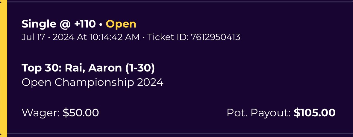 GolfGuy05's tweet photo. Bets for The Open this week:

- Tommy Fleetwood Top 20 (+110)
- Corey Conners Top 30 (+120)
- Aaron Rai Top 30 (+110)

Also sprinkled on:
- Aberg outright & Rd 1 Leader
- Rai outright & Rd 1 Leader
- Fleetwood outright and Rd 1 Leader

Happy #TheOpenChampionship ! #TheOpen #TheBritishOpen #Golf #GolfLife #GolfBets