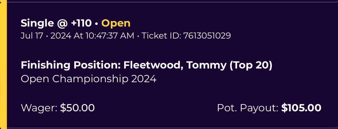 GolfGuy05's tweet photo. Bets for The Open this week:

- Tommy Fleetwood Top 20 (+110)
- Corey Conners Top 30 (+120)
- Aaron Rai Top 30 (+110)

Also sprinkled on:
- Aberg outright & Rd 1 Leader
- Rai outright & Rd 1 Leader
- Fleetwood outright and Rd 1 Leader

Happy #TheOpenChampionship ! #TheOpen #TheBritishOpen #Golf #GolfLife #GolfBets