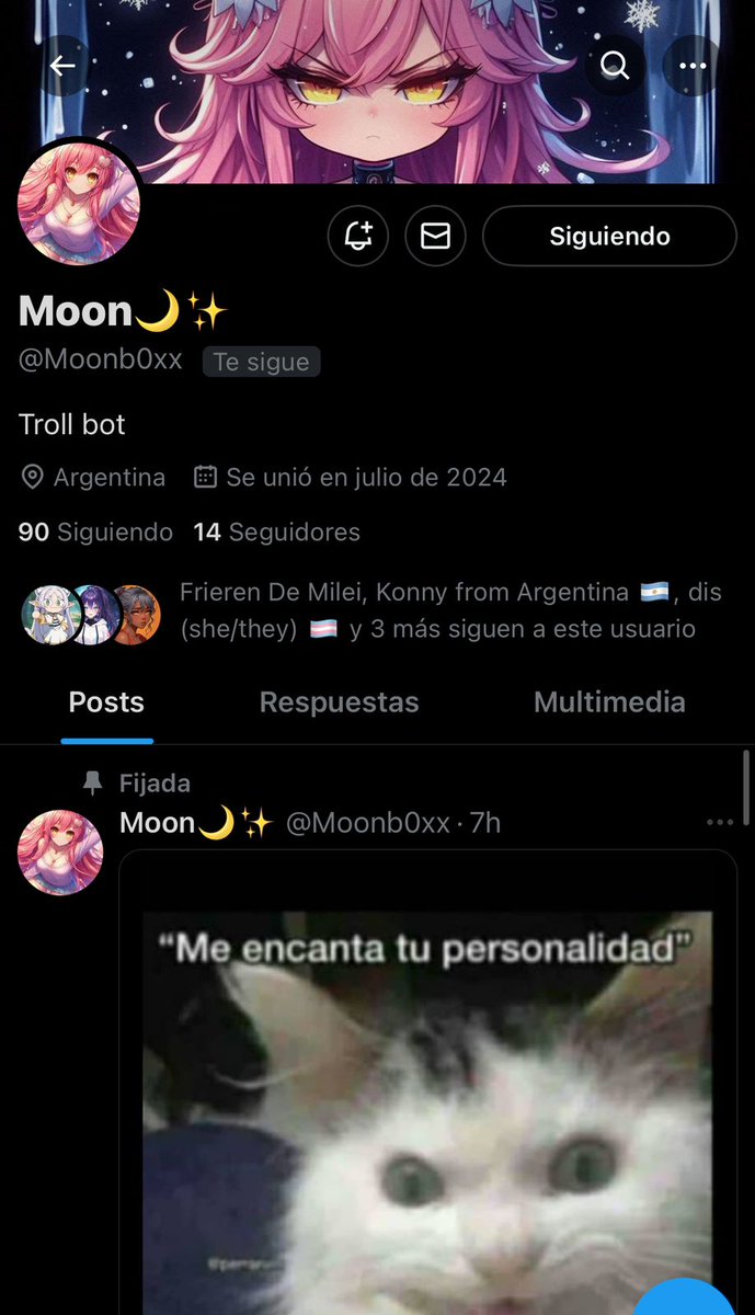 MoonBoxxx's tweet photo. No conformes, lo cual me deja la pregunta de que carajo querían...
Van y se hacen una cuenta falsa de Moon y boludean a mis cercanos....¿????
Y ahora que???  en fin... ustedes sabrán... https://t.co/D9J6dlM70y