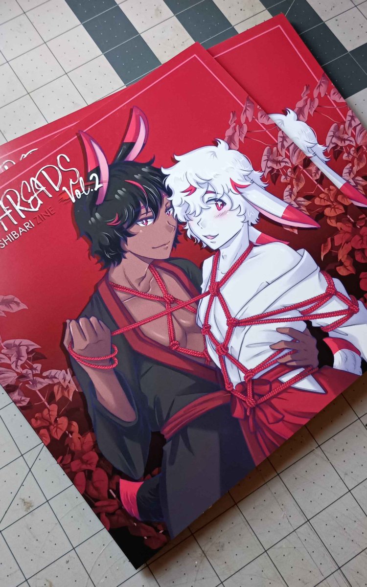 ShibariZine's tweet photo. The physical copies have arrived! And they are looking beautiful and vibrant! Now waiting for the merch to come in! Cover by @nsfw_frosty !
 #shibari #ropebunny #shibarizine #zine #rabbit #bondage #bdsm #ropebondage #zinemaking #zineprinting https://t.co/Aco5E6JzNX