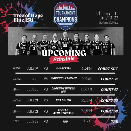 My schedule for Chicago Nike TOC! 
@TreeofHopeElite