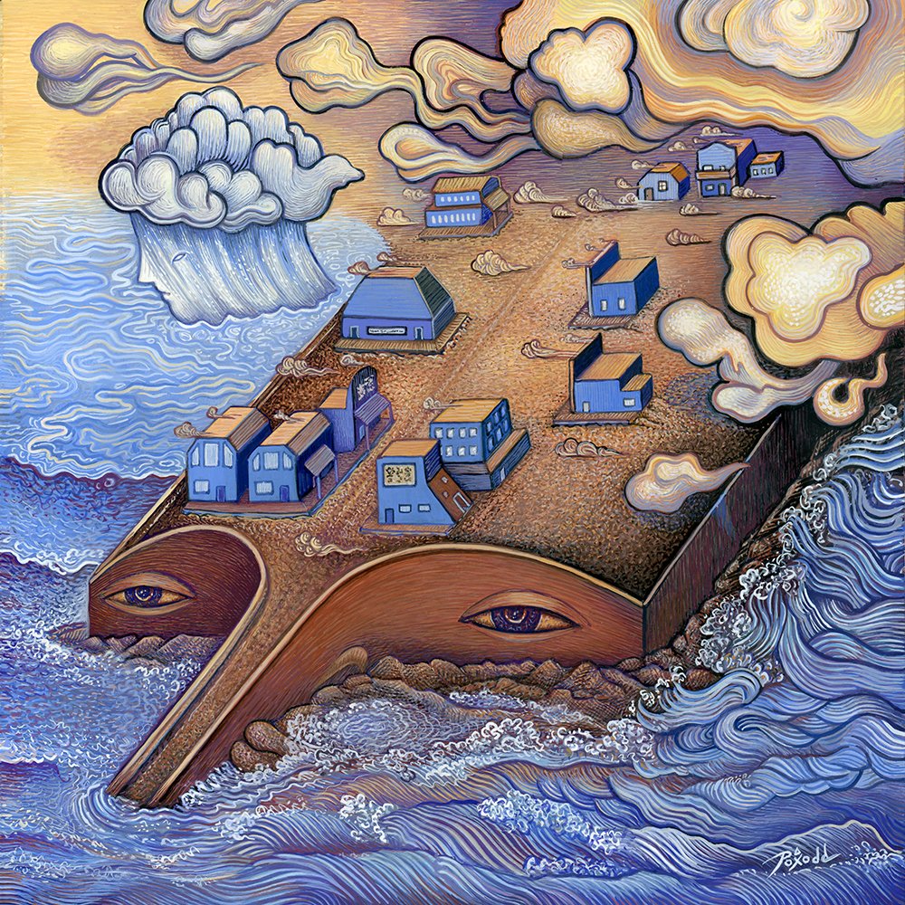 poxodd's tweet image. Painting I did a couple months back... I call Deserted Peninsula ☁️