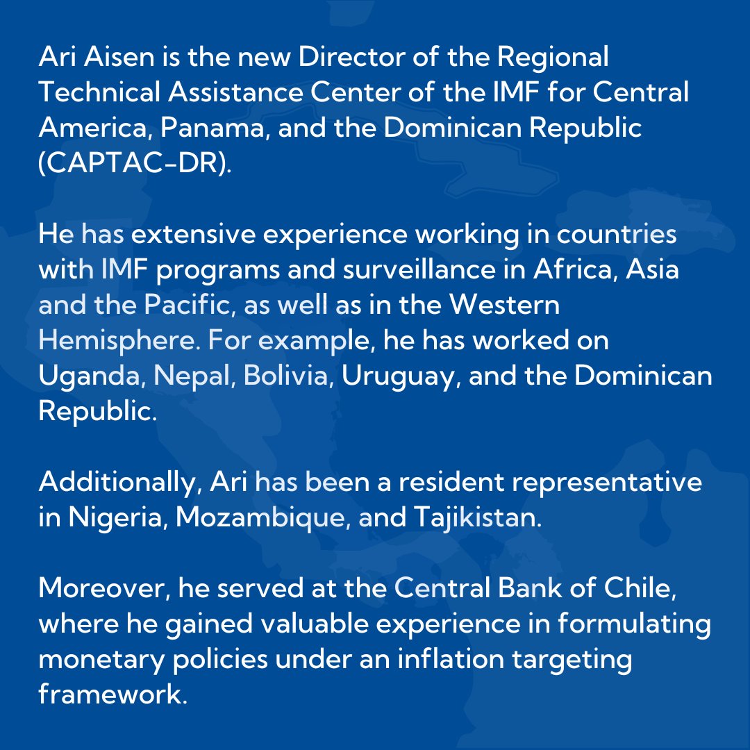 captacdr's tweet photo. Welcome to the new director of CAPTAC-DR, @AisenAri! @IMFNews @imfcapdev https://t.co/Qo24qBnUre