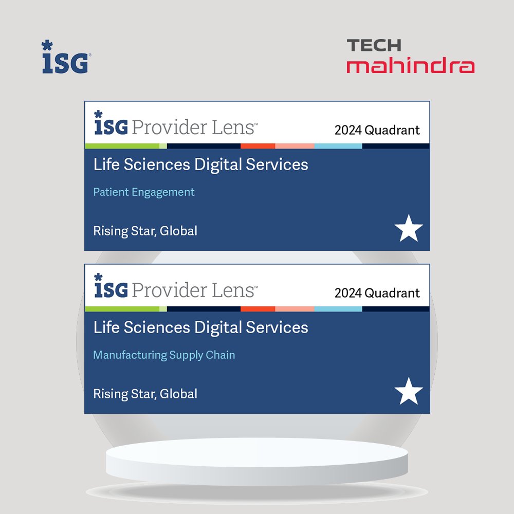 tech_mahindra's tweet photo. We're delighted to share that @Tech_Mahindra has been positioned as a Leader and Rising Star in ISG Provider Lens™ Study for Life Sciences Digital Services 2024 in various facets of hashtag#DigitalLifeSciences.

According to @ISG_news (Information Services Group)'s report: "Tech Mahindra leads with its Advanced Clinical Platform, offering comprehensive solutions, such as study management, patient engagement, clinical data management and trial supplies management, ensuring streamlined clinical trial operations from start to finish."

Connect with Seshan Ramachandran, Mahesh Rajamani, and Deepak Gupta to know more: https://t.co/faNXeBNsaE

#ScaleAtSpeed #Healthcare #LifeSciences