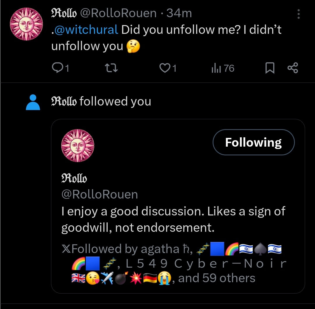 witchural's tweet photo. @resurrectedruid @I2358132I @RolloRouen it says you guys just followed me idgi! 😭 https://t.co/caQV74ahr8