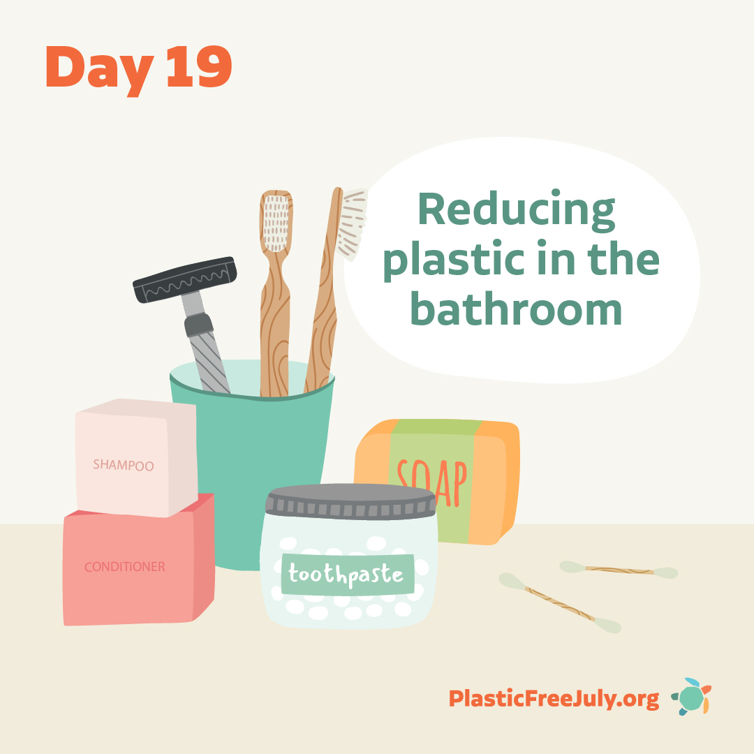 PlasticFreeJuly's tweet image. DAY 19 :  Bathroom swaps: looking to make your bathroom routine more sustainable? There are some simple swaps to reduce plastic waste and embrace eco-friendly options🚿 plasticfreejuly.org/get-involved/w…
#PlasticFreeJuly #ChooseToRefuse