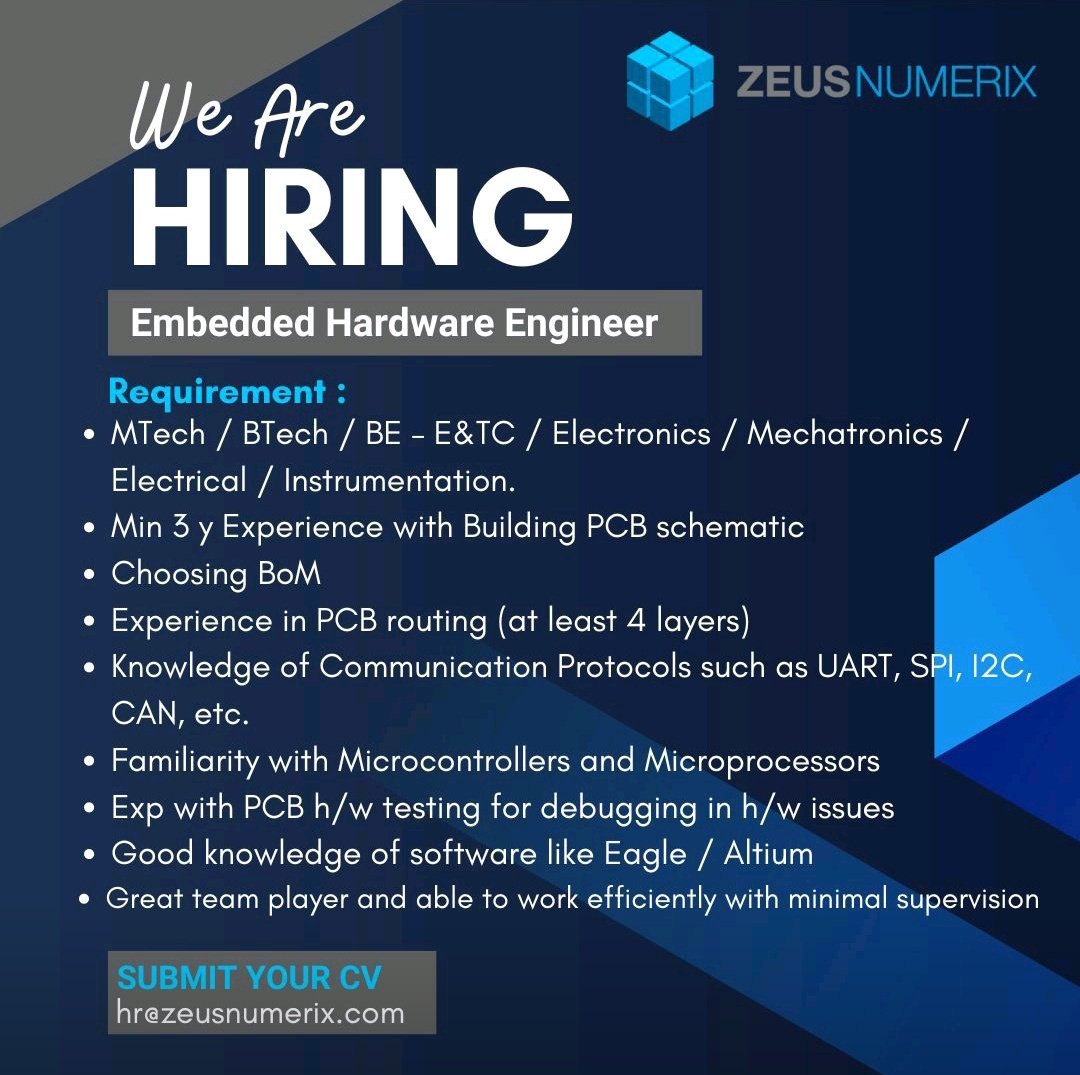 ZeusNumerix's tweet image. @Zeus_Numerix is #hiring !!!!
.
.
.
#jobposting #EmbeddedHardwareEngineer #applynow