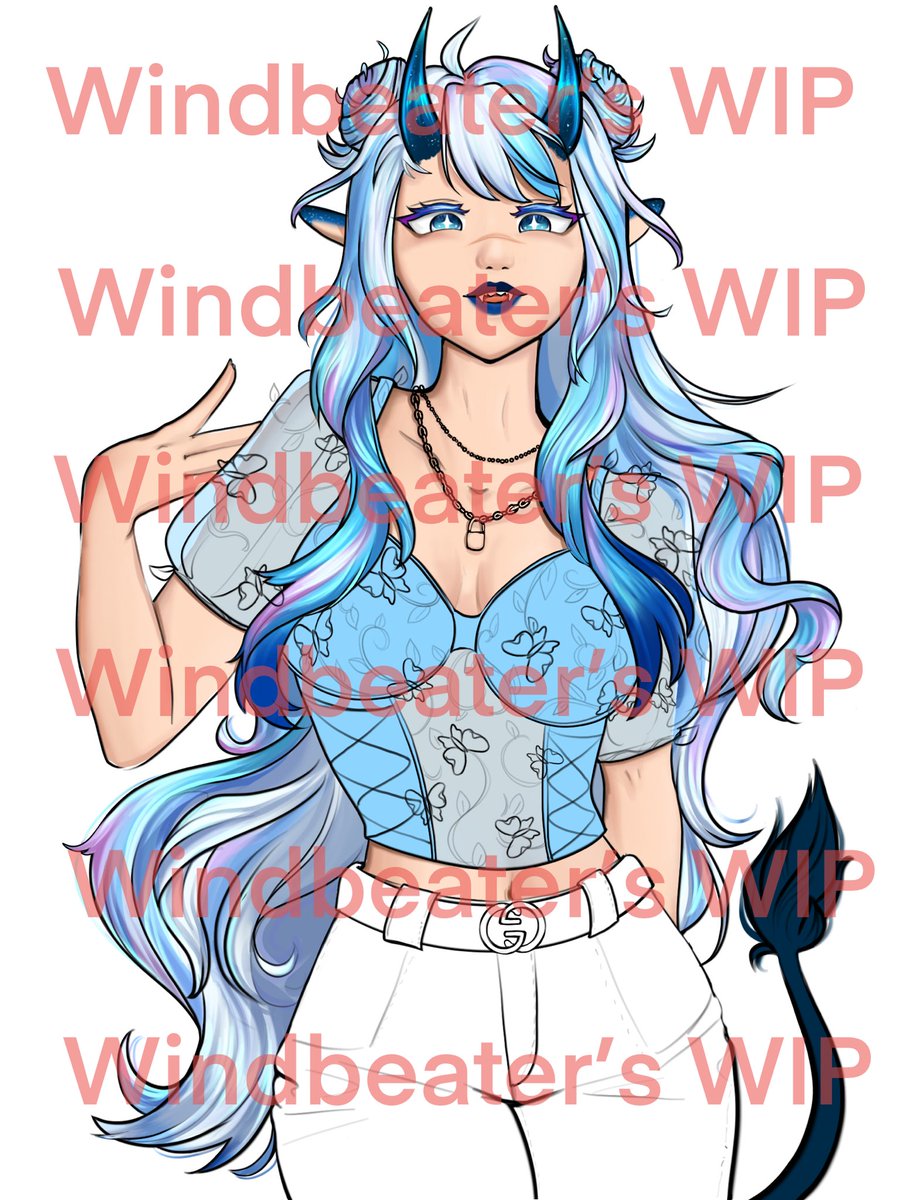 Windbeater_'s tweet photo. ⛈️COMMISSION WIP⛈️

LOOK AT THE HAIR! I absolutely love doing hair :’D I’m really proud of this one so far <3 thank u for everyone’s patience as I power through these ✨🫧 https://t.co/AmJ9FRZJqf