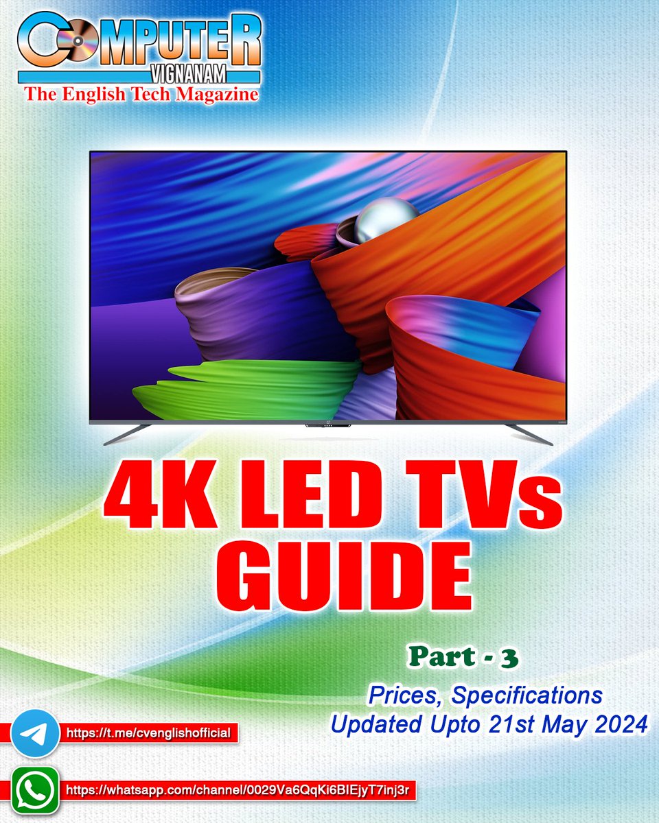 cvenglish_'s tweet image. #cvenglishofficial
#computervignanam
#4ktvsguide 
#4ktvs
#4ktv
#popular
#tech
#technology
#technews
#telugutech
#techtoday
#techno
#techenglish
#techupdates
#techupdate
#telugunews
#tamilnews
#kannadanews
#malayalamnews
#india
#indianews
instagram.com/p/C9jWfT_zdrP/…