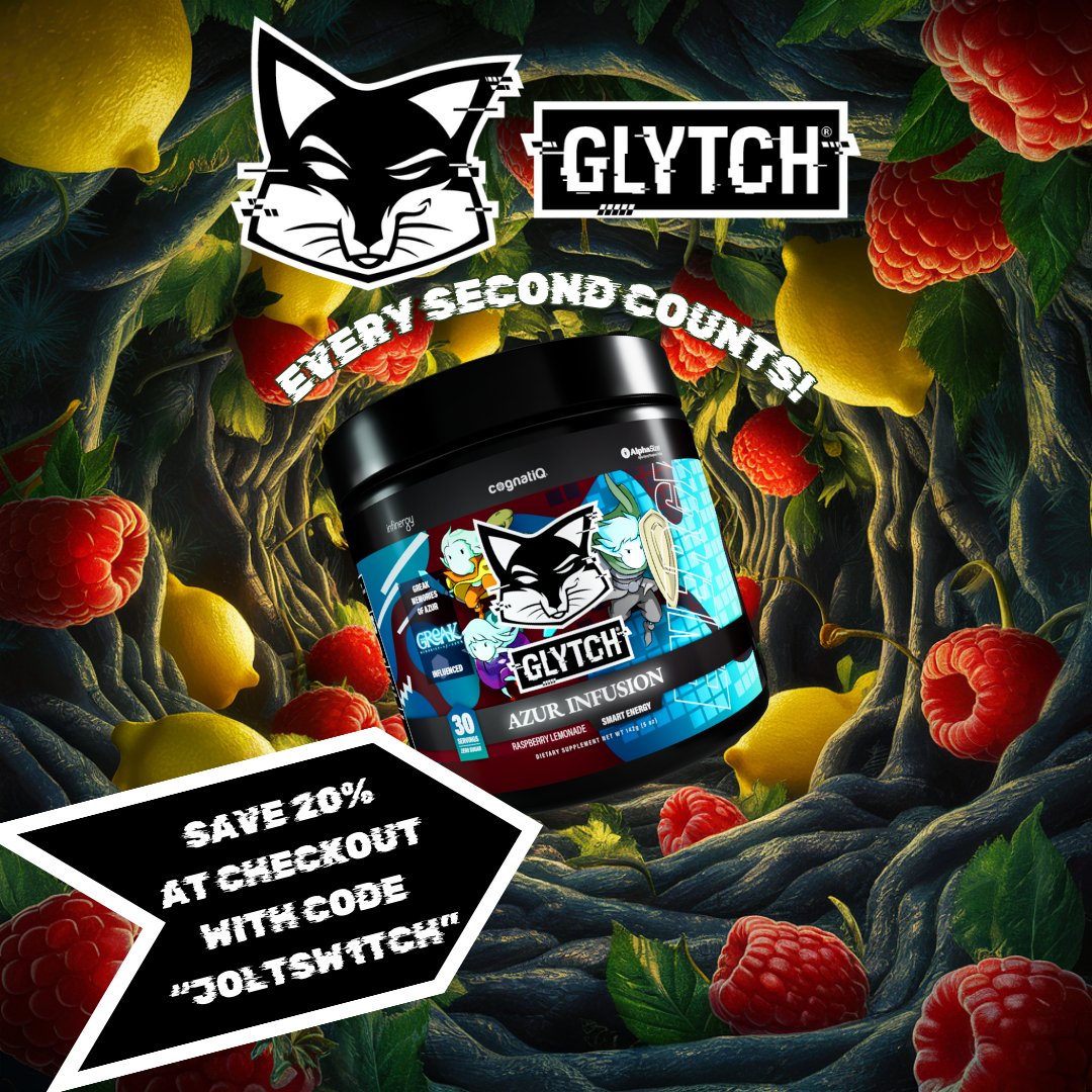 JoltSw1tch's tweet photo. 🚀 Ready to level up your game? Tap in to @GLYTCHEnergy's #AzurInfusion for that extra boost!
💥 Get yours today and save 20% at checkout with code "JOLTSW1TCH"!
Stay energized and unstoppable! ⚡️
⏱ After all, every second counts!
#GLYTCHFam @GLYTCHFam https://t.co/KsJg7Qdksh