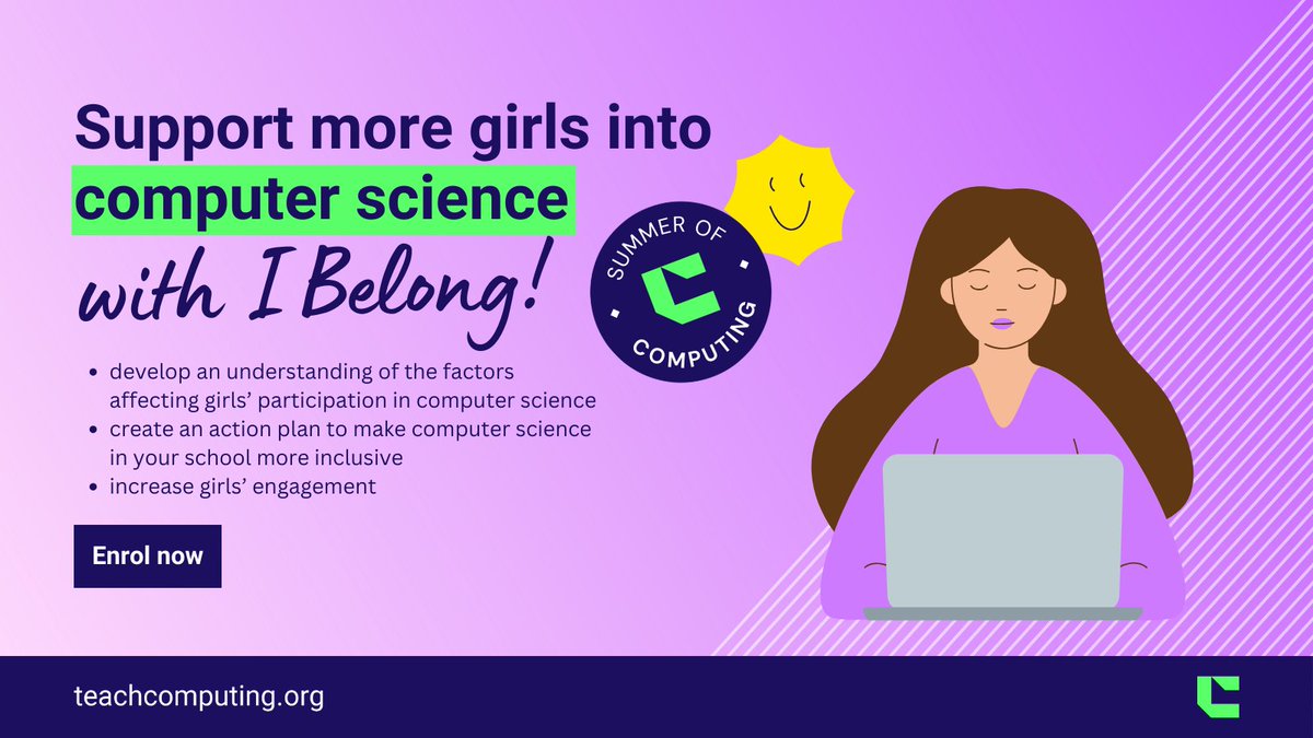 WeAreComputing's tweet image. Are you aiming for equal computer science entries from girls and boys? ๐ I Belong will help you understand the barriers and make a plan to overcome them. 
Sign up today and begin making a difference this #SummerofComputing! โ๏ธ 
๐ ncce.io/i-belong