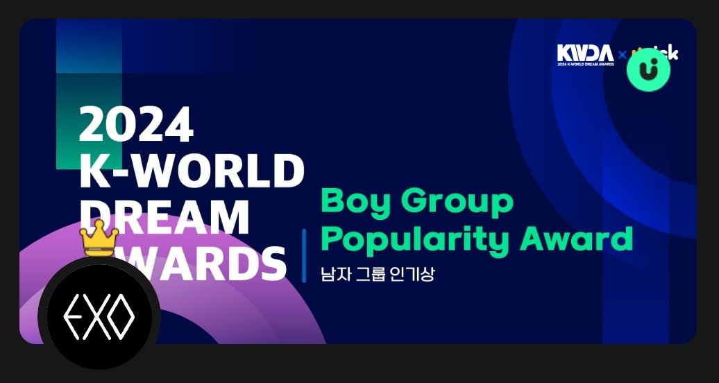 🏆 K-World Dream Awards (KWDA)

کتگوری: Boy Group Popularity Award

🏷 کاندیدا: اکسو

LINK 
↳s.u-pick.io/dl/sRFhqjWsrYx…

🗓 بازه‌ی رای گیری: 18 جولای تا 8 اگوست 

• رنک فعلی اکسو : #1🔥

• برای هر رای به حداقل 30 جم نیاز داریم.

#엑소 #EXO <a href="/weareoneEXO/">EXO</a>
آموزش یوپیک رو چک کنید👇