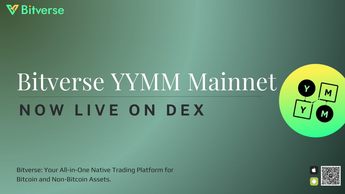 BitverseApp's tweet photo. 🚀 Bitverse YYMM Mainnet is Now Live on DEX! 🚀
🎉 We’re thrilled to announce the launch of #YYMM Mainnet on the Bitverse DEX.
🔝With the YYMM chain, enjoy a 0 gas, 0 slippage trading experience on the industry’s first DEX with a Unified Trading Account system
🌐Experience seamless trading on our all-in-one native platform for #Bitcoin and non-Bitcoin assets
📥 Don’t forget to upgrade your Bitverse App to the newest version 3.2.7, or download the app now and start trading: https://t.co/e0uOtvlwoN
#Crypto #Blockchain #Mainnet #Bitverse