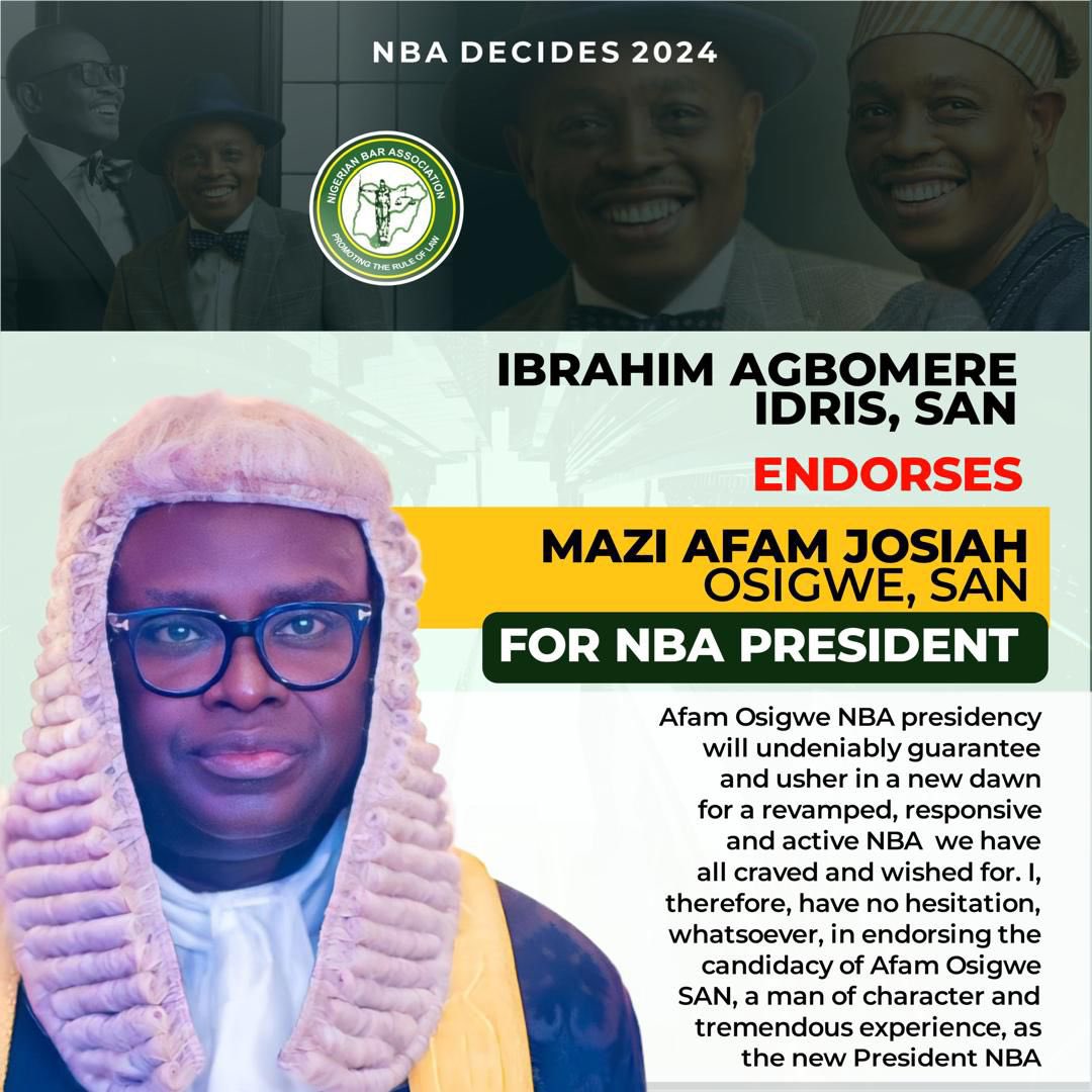 Vote <a href="/afamosigwe/">AFAM OSIGWE</a>  for NBA President 

#Proactivebar #Lawyersfirst #Fortheloveoftheprofession