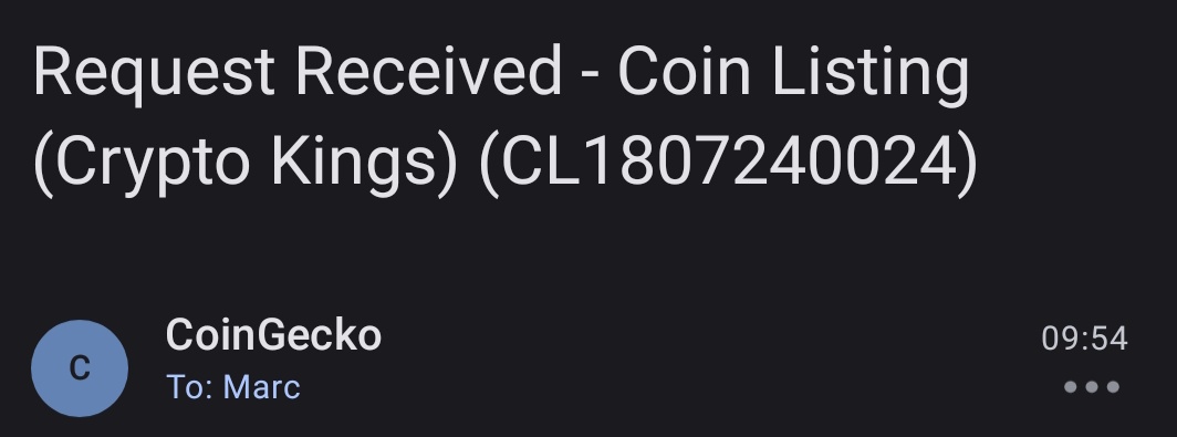 Crypto_Kings_CK's tweet photo. We have submitted a CoinGecko listing request (CL1807240024). Meanwhile, $CK can be tracked on GeckoTerminal while awaiting the listing. https://t.co/1GE2dDnHRx https://t.co/Vw6lG0vGQI