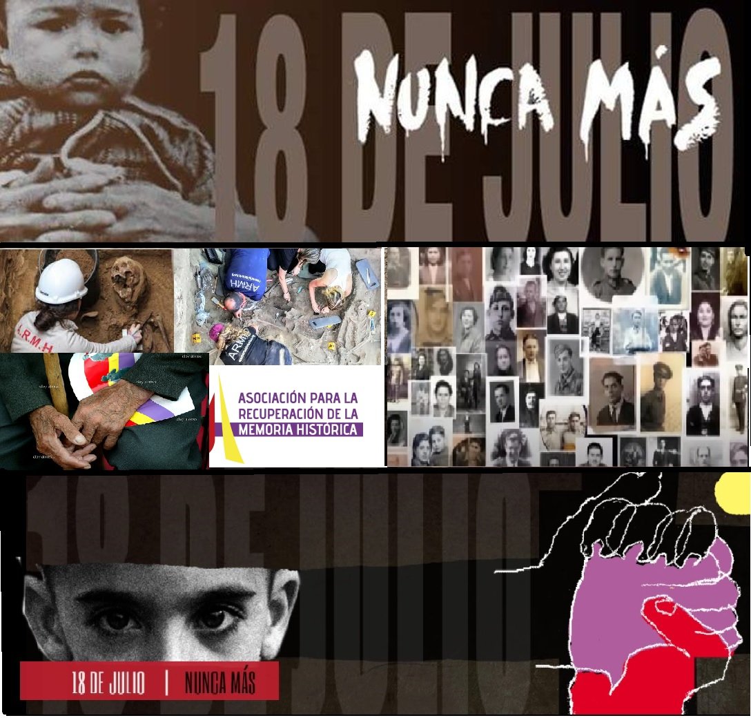 ARMH_Memoria's tweet photo. Hoy es el día en el que las instituciones del Estado deberían condenar la dictadura franquista, pero no lo hacen. #18deJulioNuncaMas #MemoriaHistorica https://t.co/lZ75p0r57J
