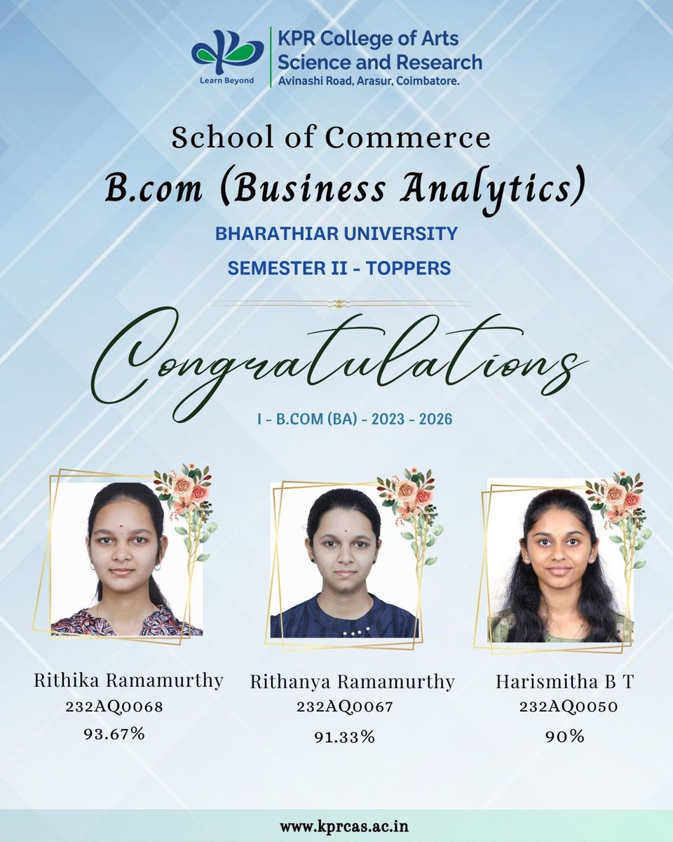 Kprcas_Bcom_BA's tweet image. Congratulations 👏🎉
Proficiency holder 
@kprcas
@Kprcas_Bcom_BA
#kprcas 
#bcomba
#business_analytics 
#proficiency 
#proficiency_holder