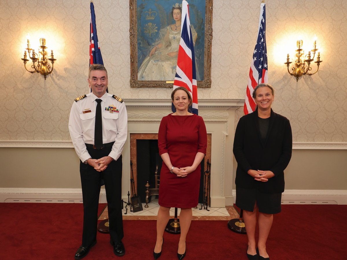 ChiefDefNuclear's tweet image. Delighted to have hosted Madeline Mortelmans, Acting Assistant Secretary for Strategy, Plans and Capabilities @DeptofDefense and VADM Jonathan Mead, Director General @AustSubAgency in London this week as we continue our joint endeavour to strengthen our nations’ security. #AUKUS