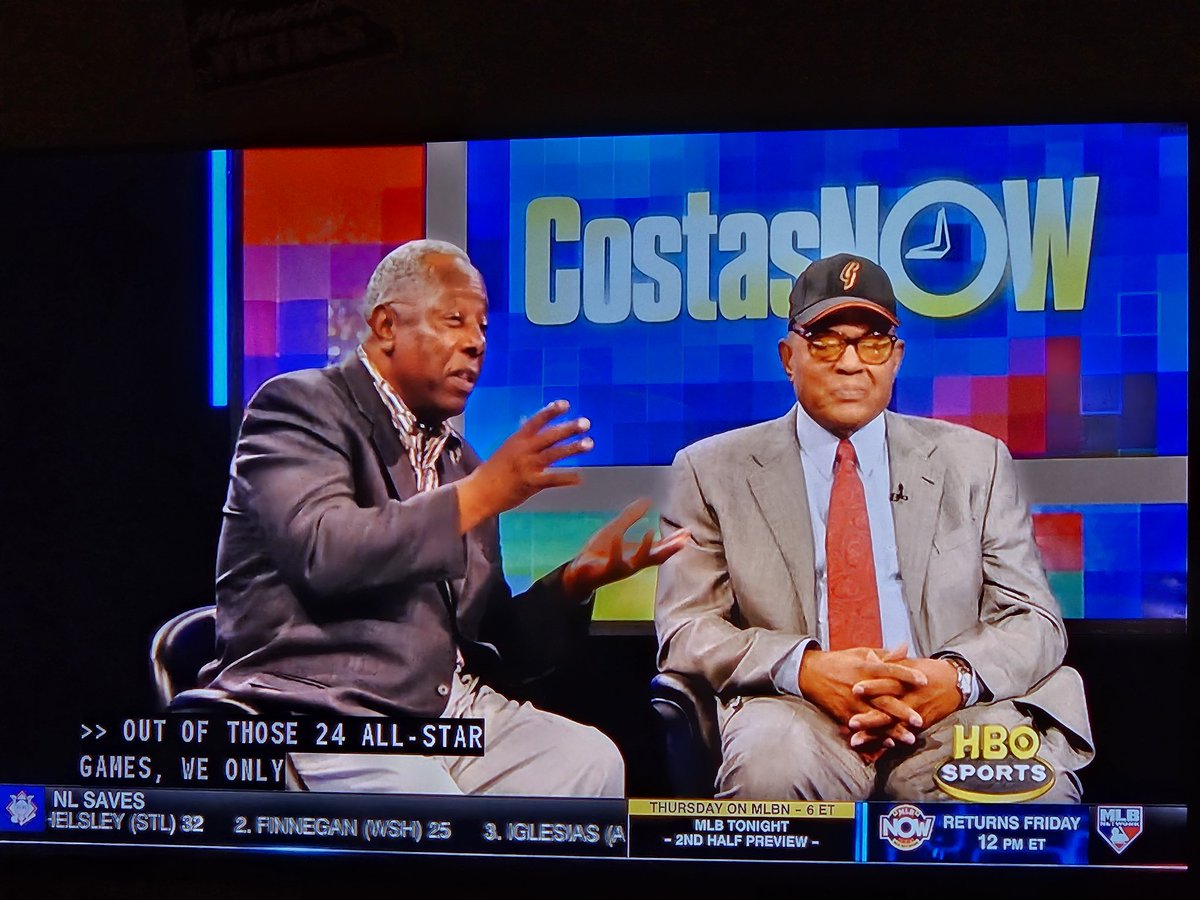 PhilipWoodward8's tweet image. What a late night treat after midnight on my birthday to have the MLB Network turned on and see an episode of "Costas Now" featuring Hank Aaron and Willie Mays from 2008!  This is absolutely phenomenal to watch!! 😮😃💥⚾️💙❤️🧡🖤🌁📺 #WithCaptions