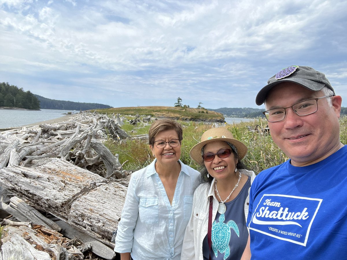 tasmitchell's tweet photo. Great day at Swinomish’s Kukutali Preserve talking about Swin climate change work and our traditional places with my elders Shelly &amp; Janie, along with/ Tribal leader, Alana (not in pic).

Plus sporting Team Shattuck shirt on late punk rocker Kim Shattuck’s (The Muffs) birthday! https://t.co/rz0VPGyzNp