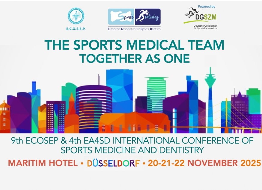 We are thrilled to announce our International Conference of Sports Medicine and Dentistry organised by ECOSEP and EA4SD. See you in Düsseldorf, Germany, 2025!
Registartions are open! ea4sd.com